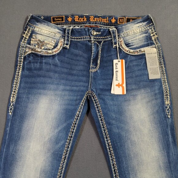 Rock Revival Jeans Women's 30x34 Blue Levy Boot Denim NWT - Picture 5 of 15